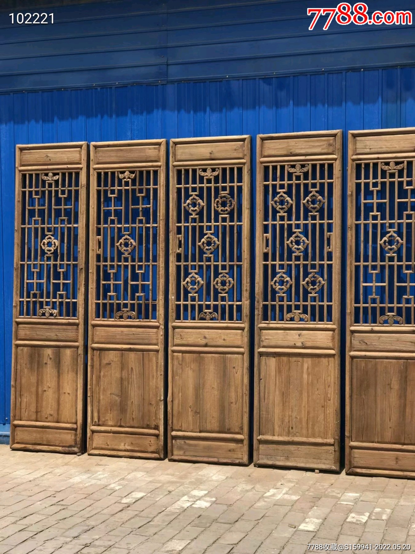 清代杉木老格子门一套六片