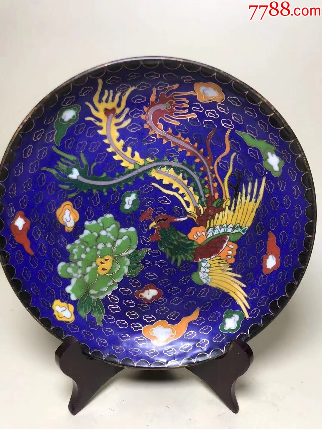 铜胎景泰蓝掐丝凤朝牡丹盘_景泰蓝/珐琅_鸿福俯【7788收藏__收藏热线