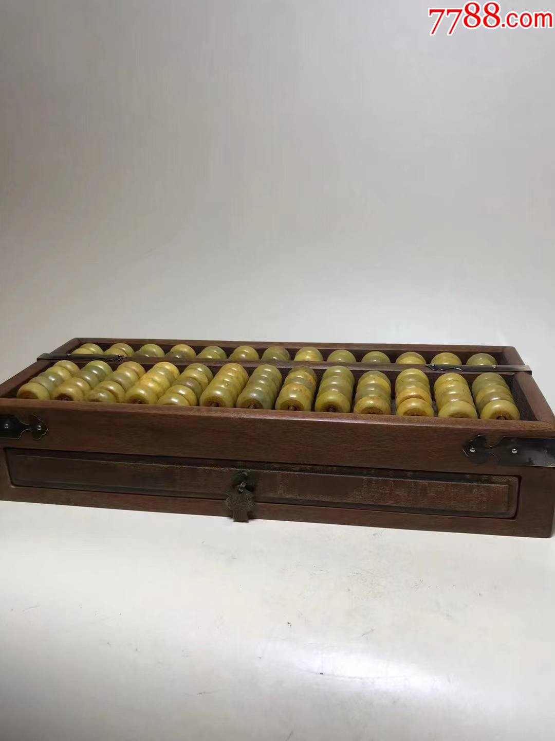 民国一十五年高记算盘花梨木玉珠抽屉13档算盘
