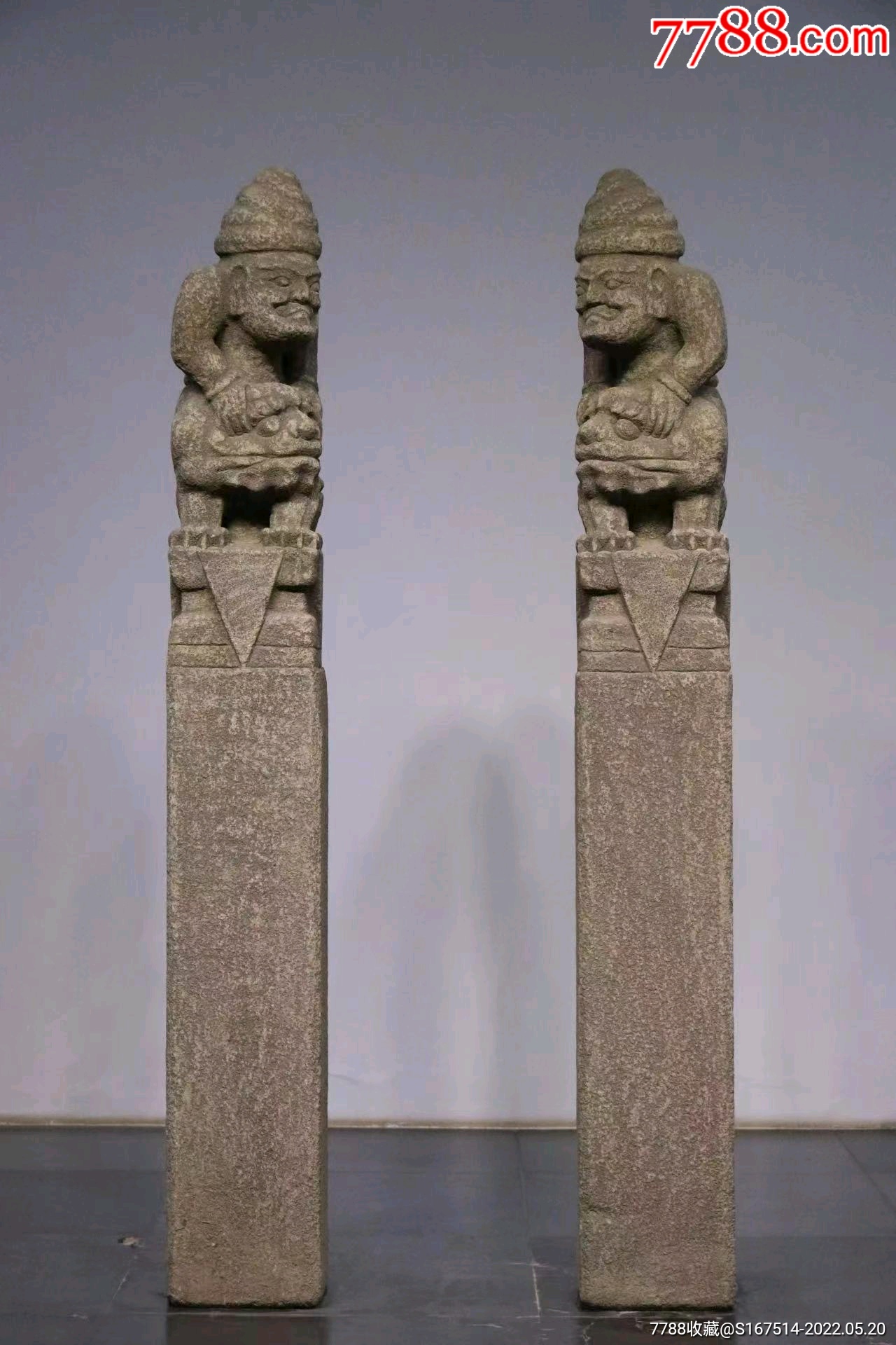 胡人骑狮拴马桩细沙石尺寸高16米2222见方桩顶胡人骑狮