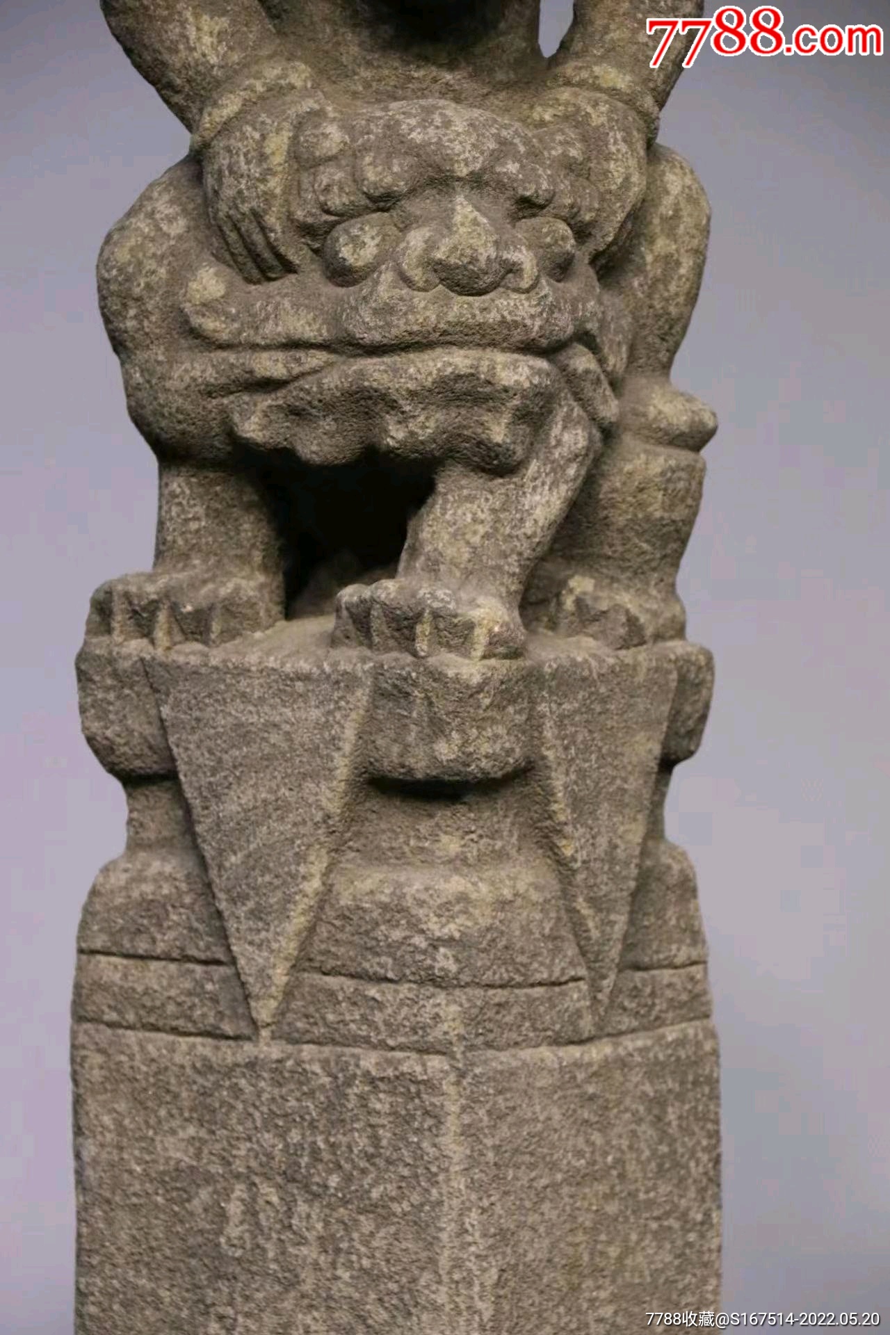 胡人骑狮拴马桩细沙石尺寸高16米2222见方桩顶胡人骑狮