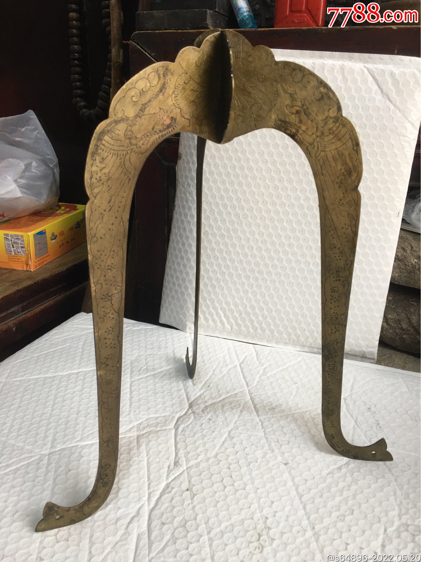 清代双面龙纹美工官作老帽架