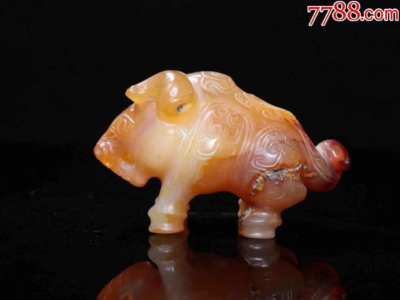 玛瑙雕如意纹玉牛摆件_价格1800元_第1张_7788商城__七七八八商品交易