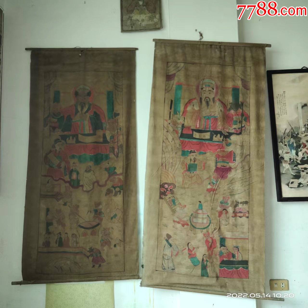 每张长168宽80厘米,手绘老布画阎王人物画神画一套,包邮-价格:600元-se87212899-人物国画原作-零售-7788收藏__收藏热线