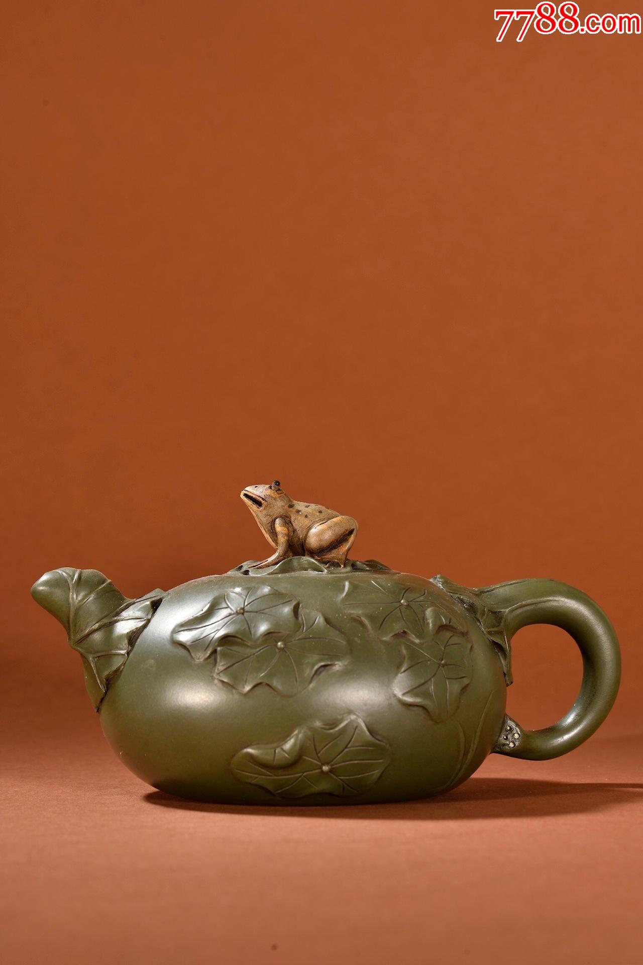 紫砂民国绿莲生贵子茶壶