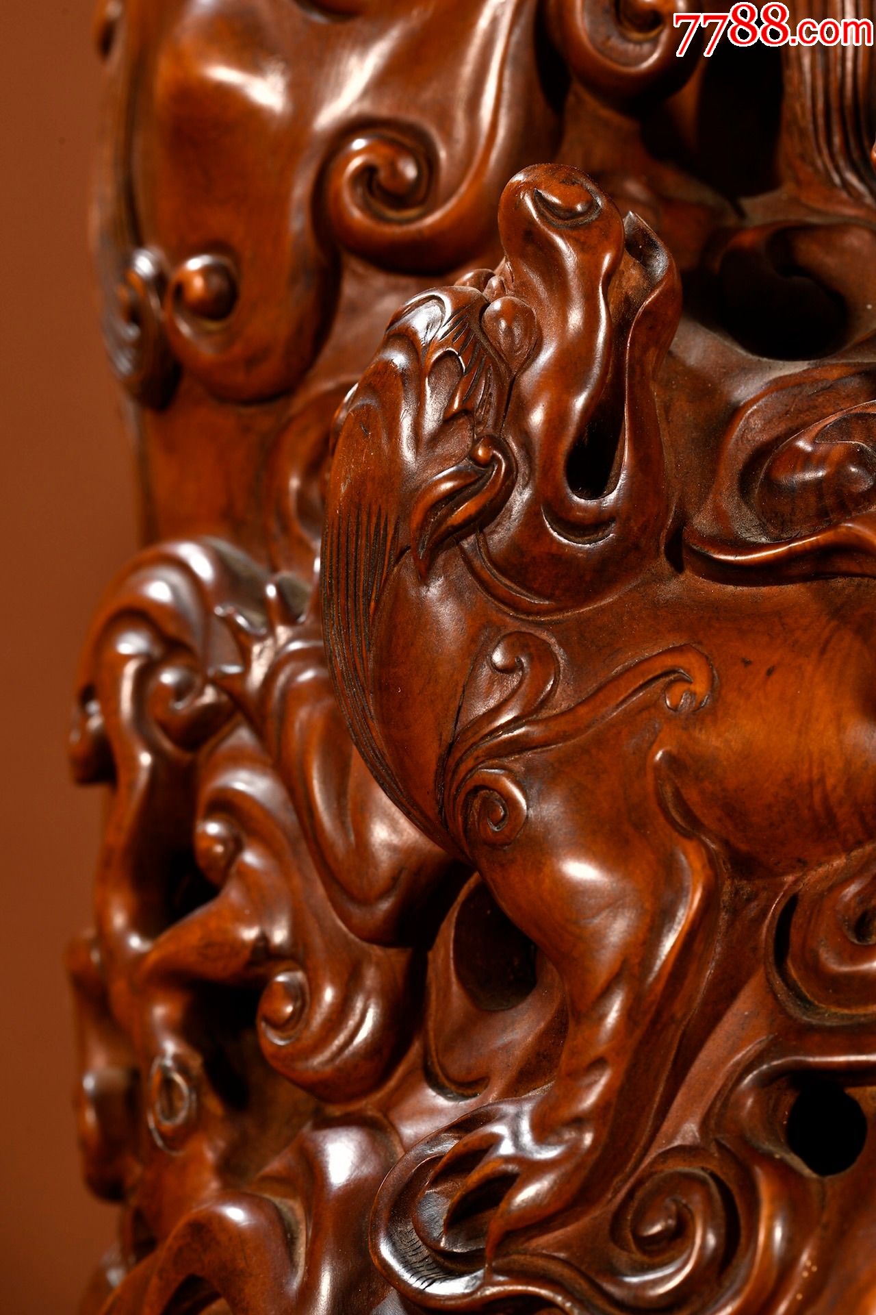 黄杨木瑞兽香薰摆件