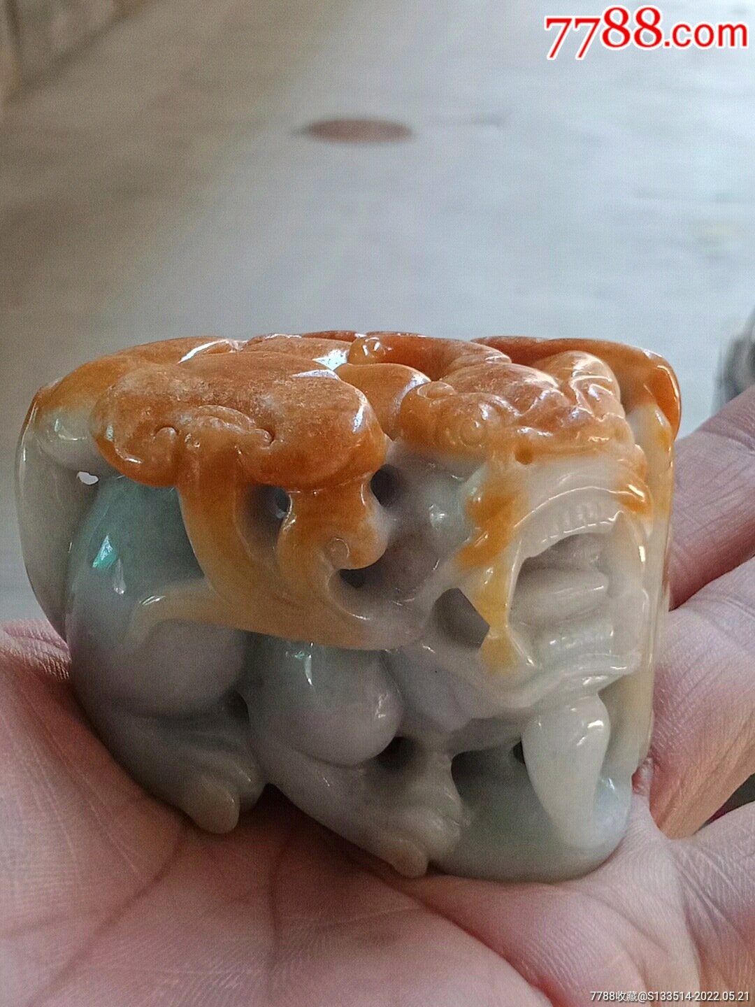 缅甸翡翠20943a黄翡双彩貔貅摆件送证书