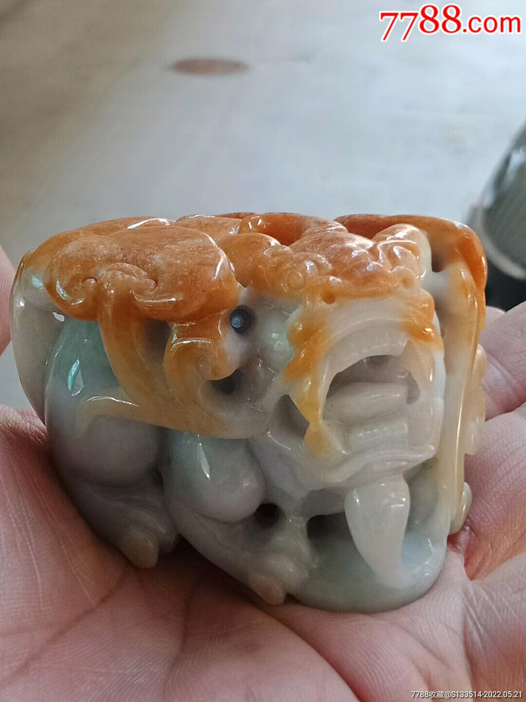 缅甸翡翠20943a黄翡双彩貔貅摆件送证书