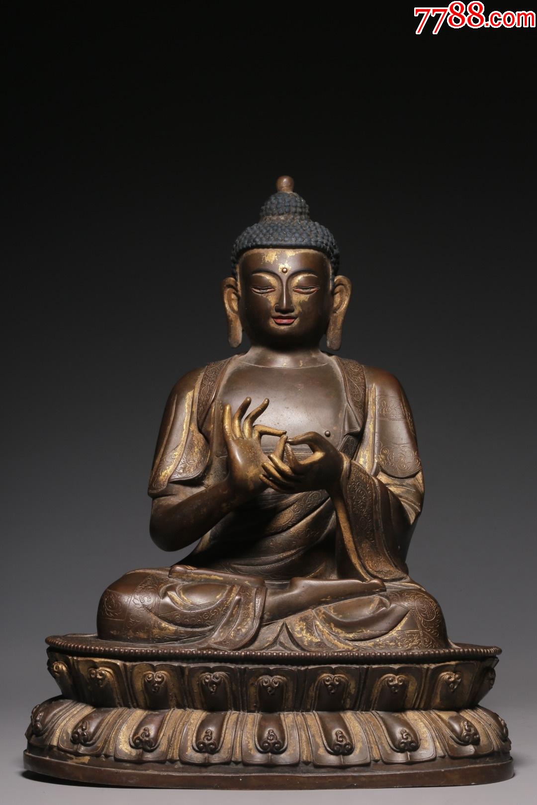 铜泥金释迦牟尼坐像.-铜像/铜佛像-7788宣纸