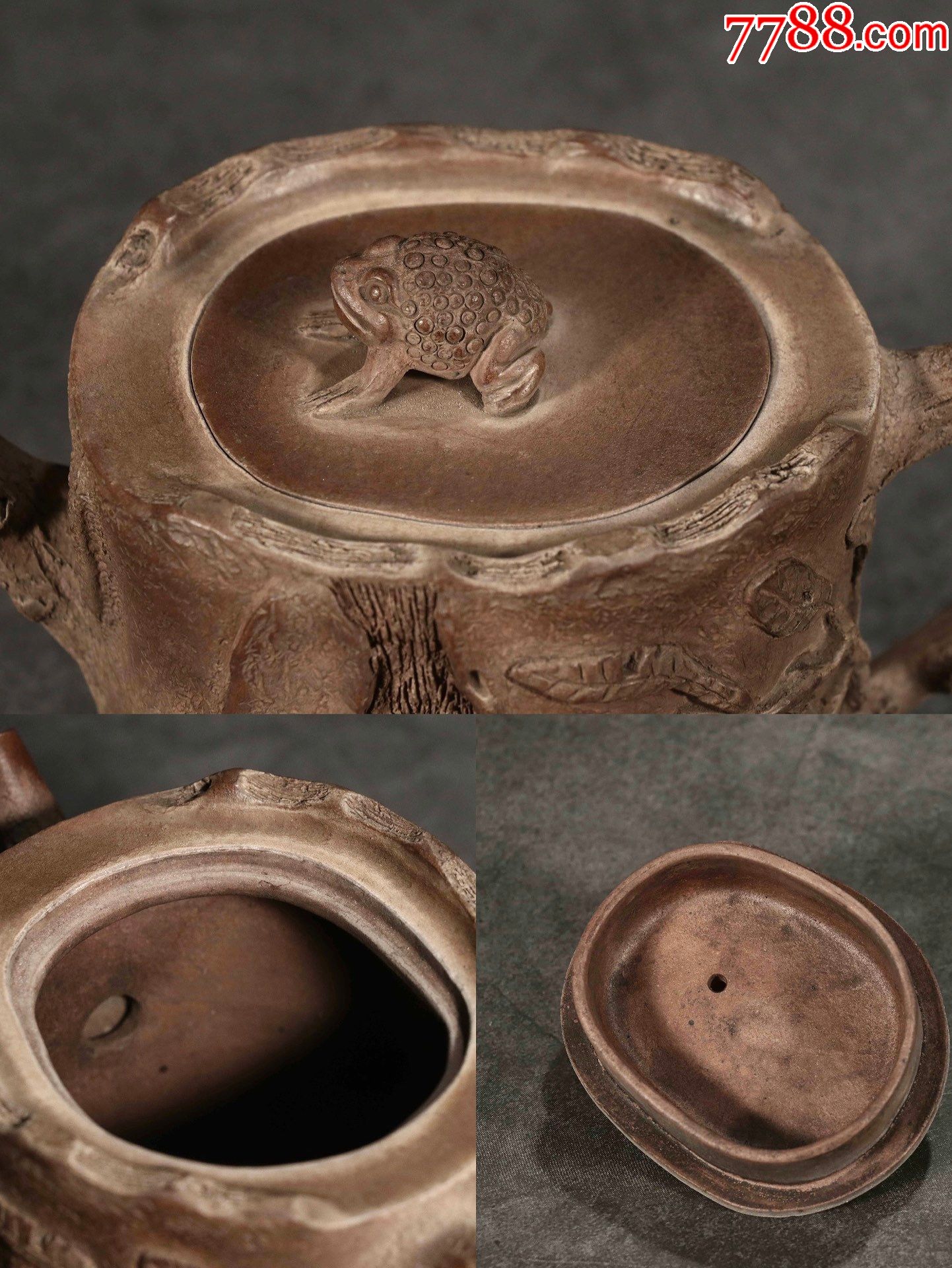 紫砂青蛙钮树桩壶蒋氏燕亭