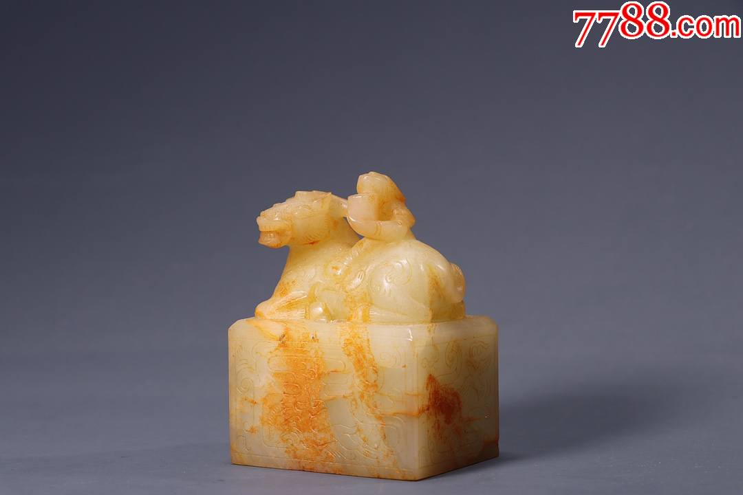 和田玉人骑兽钮印章