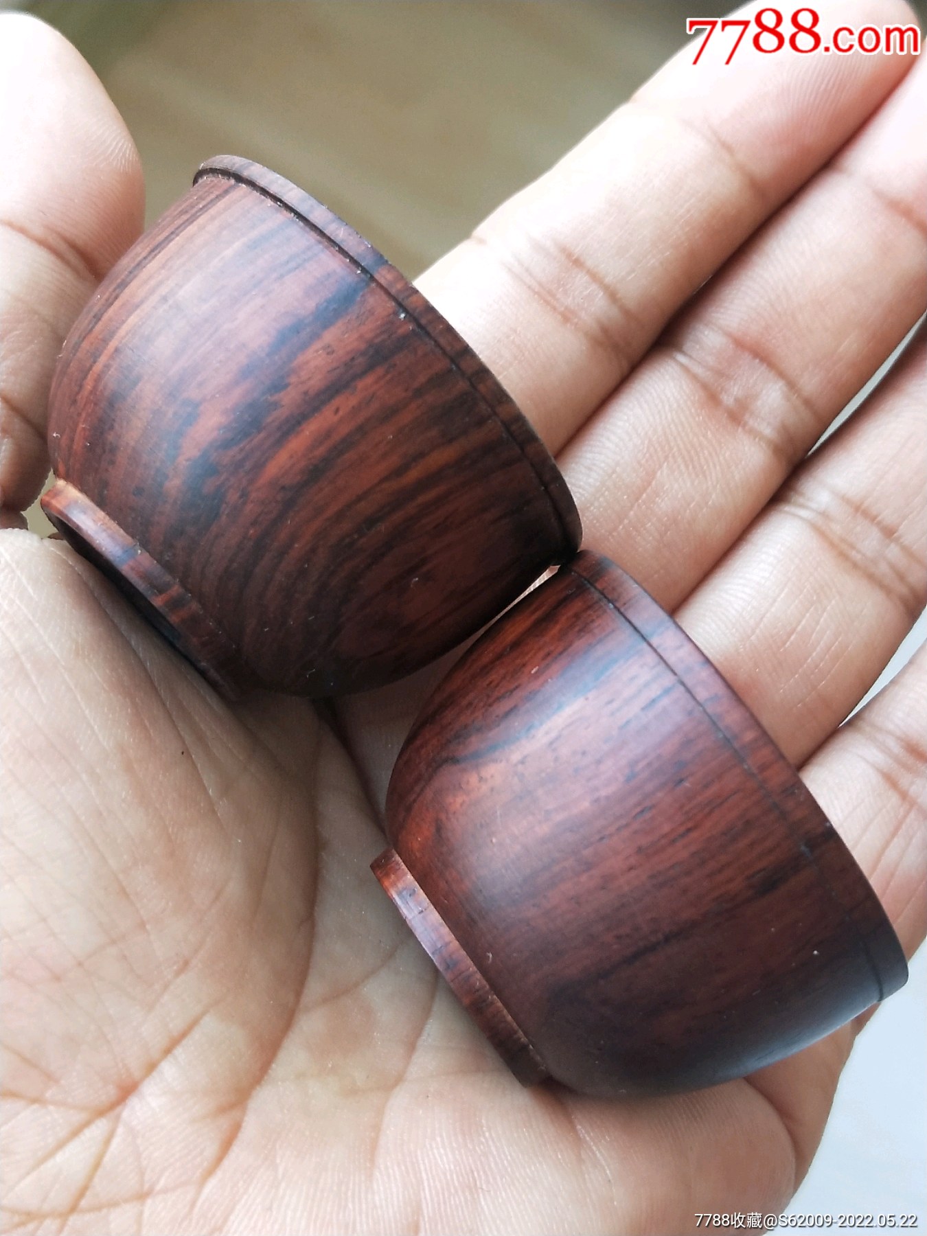 建国初全品海南黄花梨木小酒杯一对同售