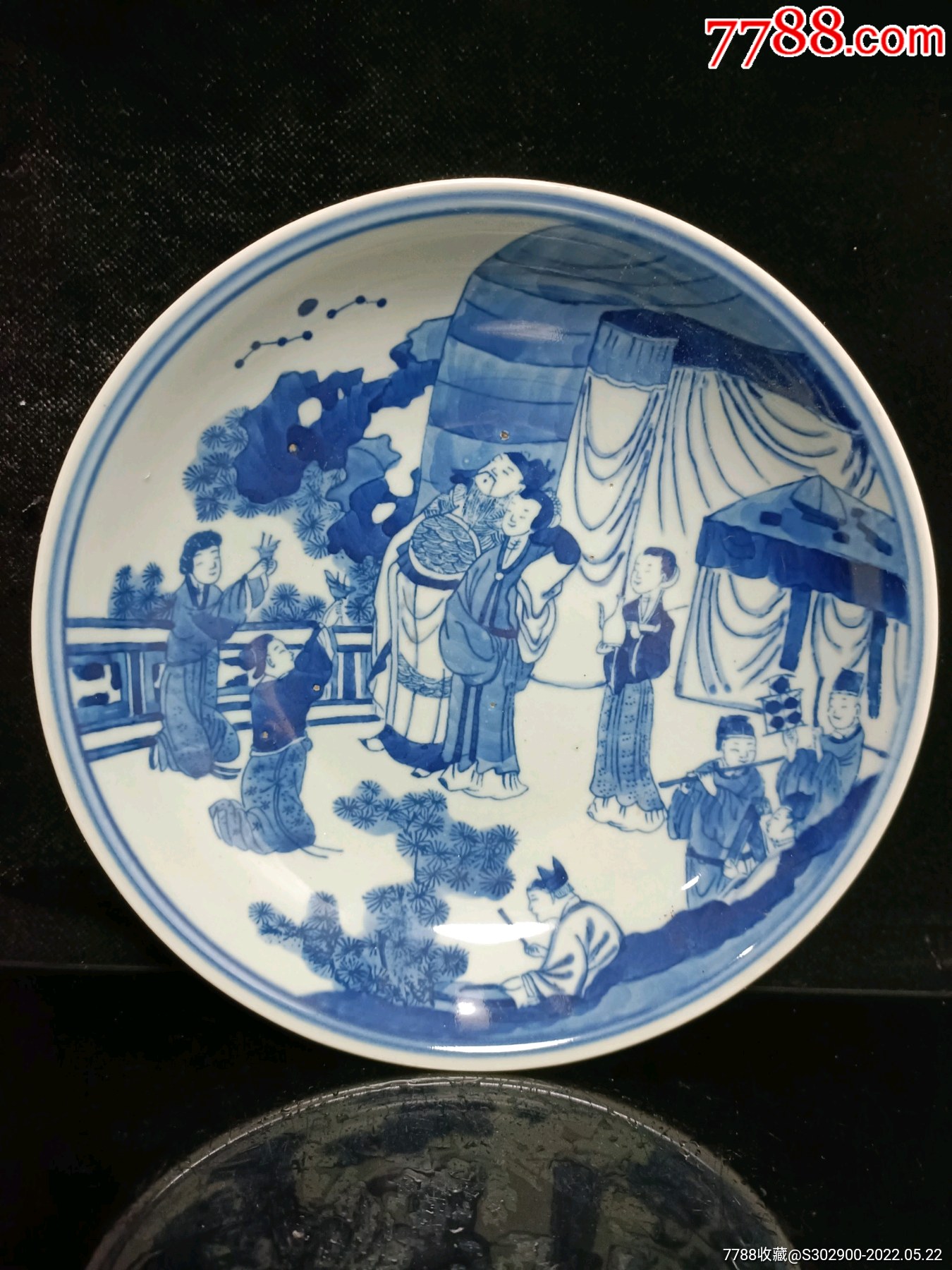 青花人物盘,高5x20_青花瓷_收藏价格_鉴定交易_7788瓷器网
