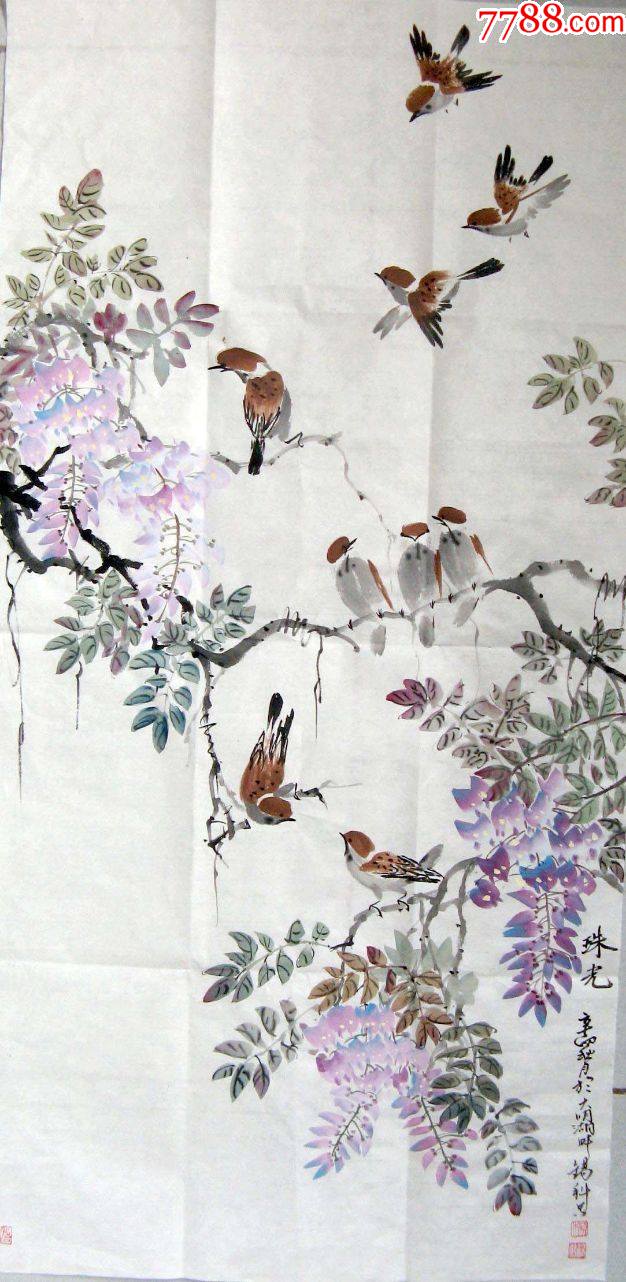 品墨斋杨锡科麻雀糸列之3尺珠光006-价格:238元-se87344402-花鸟国画