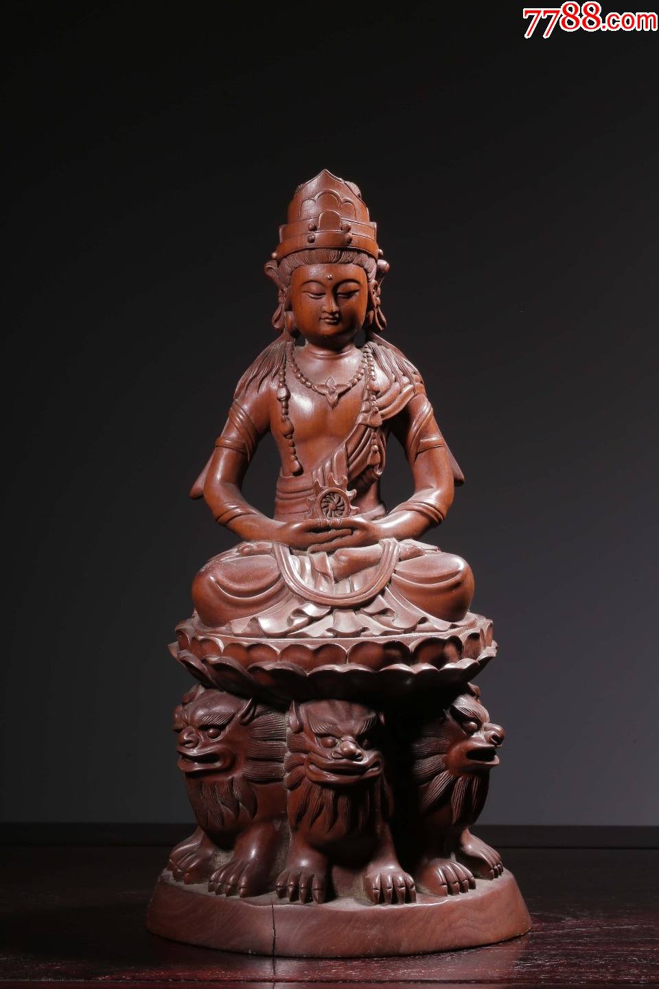 黄杨木雕观音坐像-价格:10000元-se87256132-木佛像/人像-零售-7788