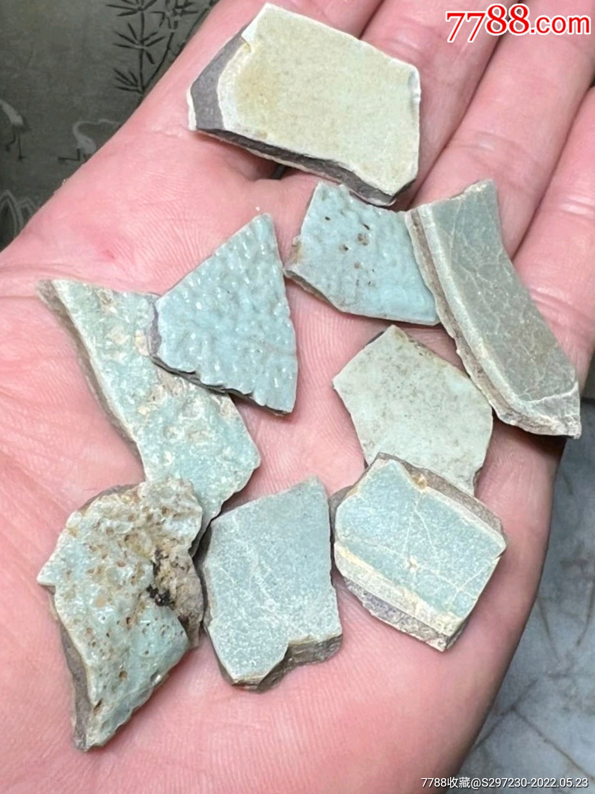 南官粉青烧坏缩釉