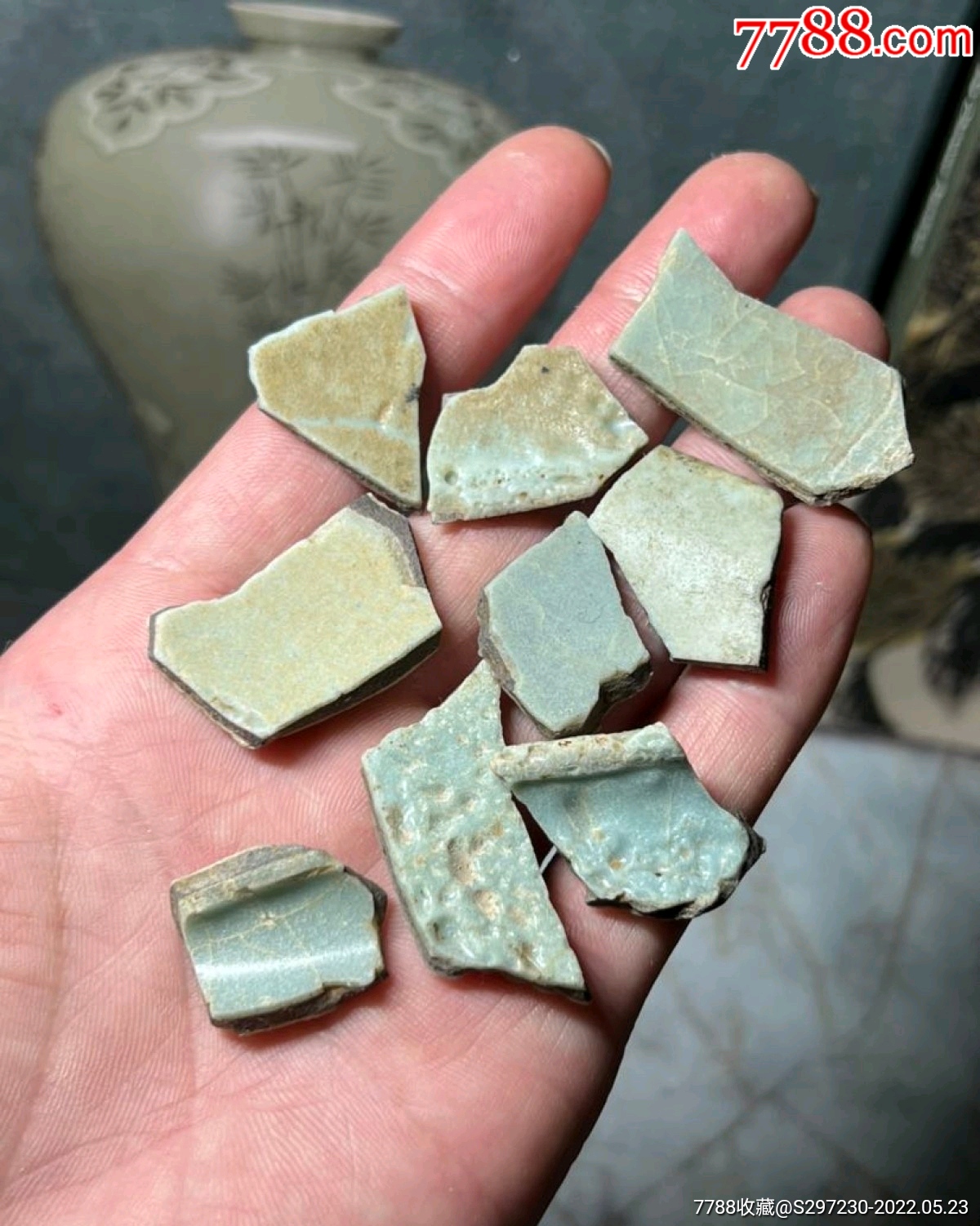 南官粉青烧坏缩釉