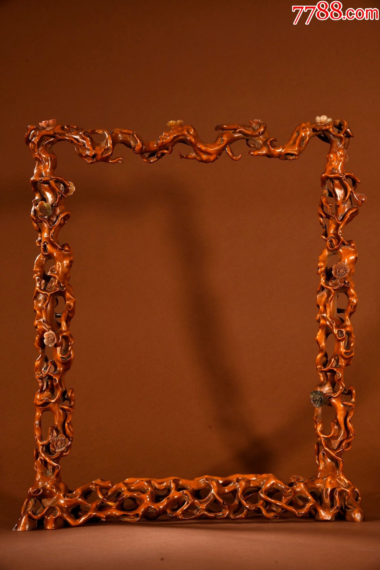 旧藏黄杨木镶寿山石文房毛笔架_价格12000元_第1张_7788商城__七七八