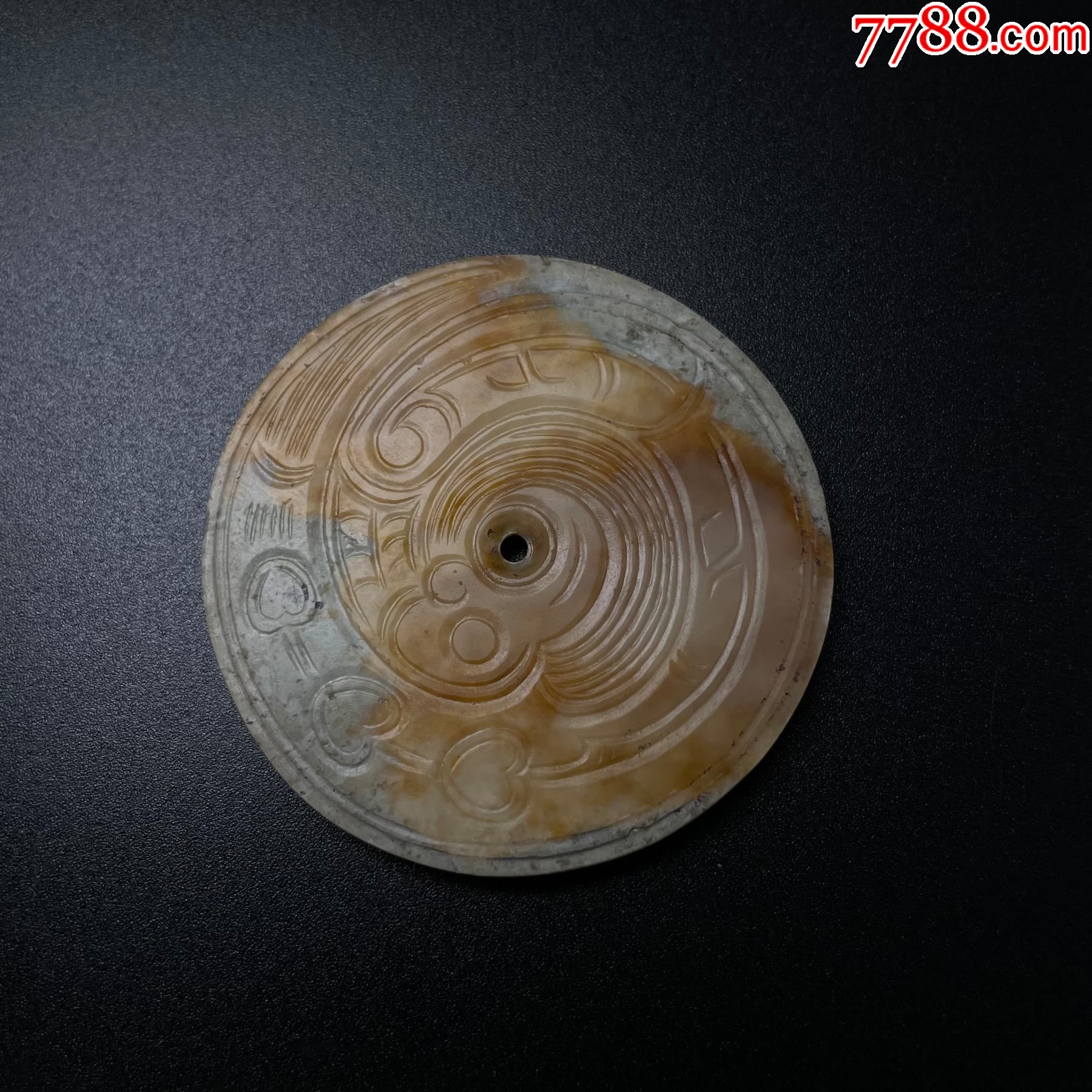 和田玉云纹圆壁