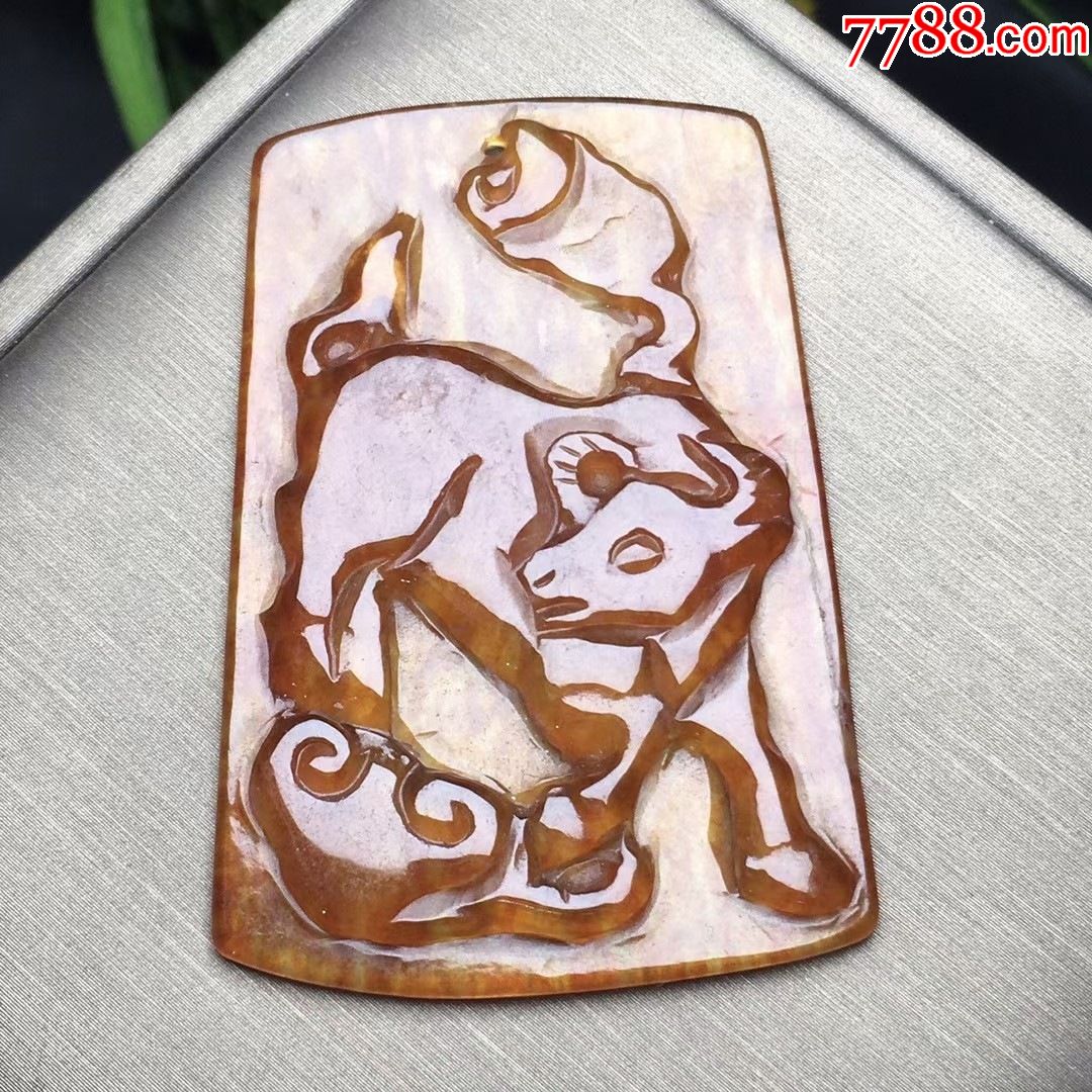 冰黄翡生肖牛牌—牛气冲天,aa91s2f-价格:600元-se87263122-翡翠/缅甸