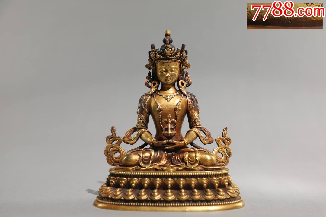 精铸铜胎鎏金无量寿佛坐像-铜像/铜佛像-7788商城__七七八八商品交易