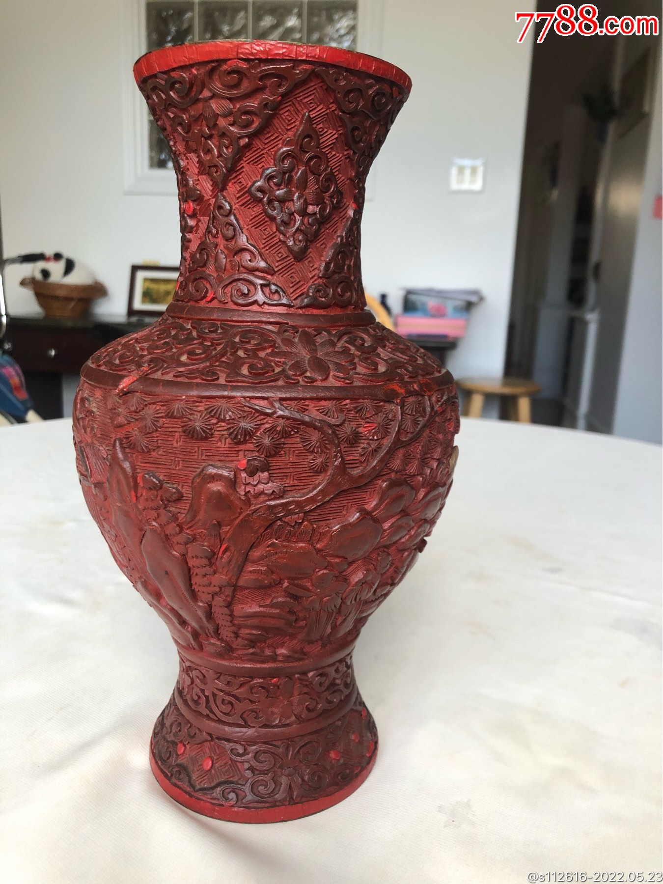 清末民初铜胎堆红人物漆器赏