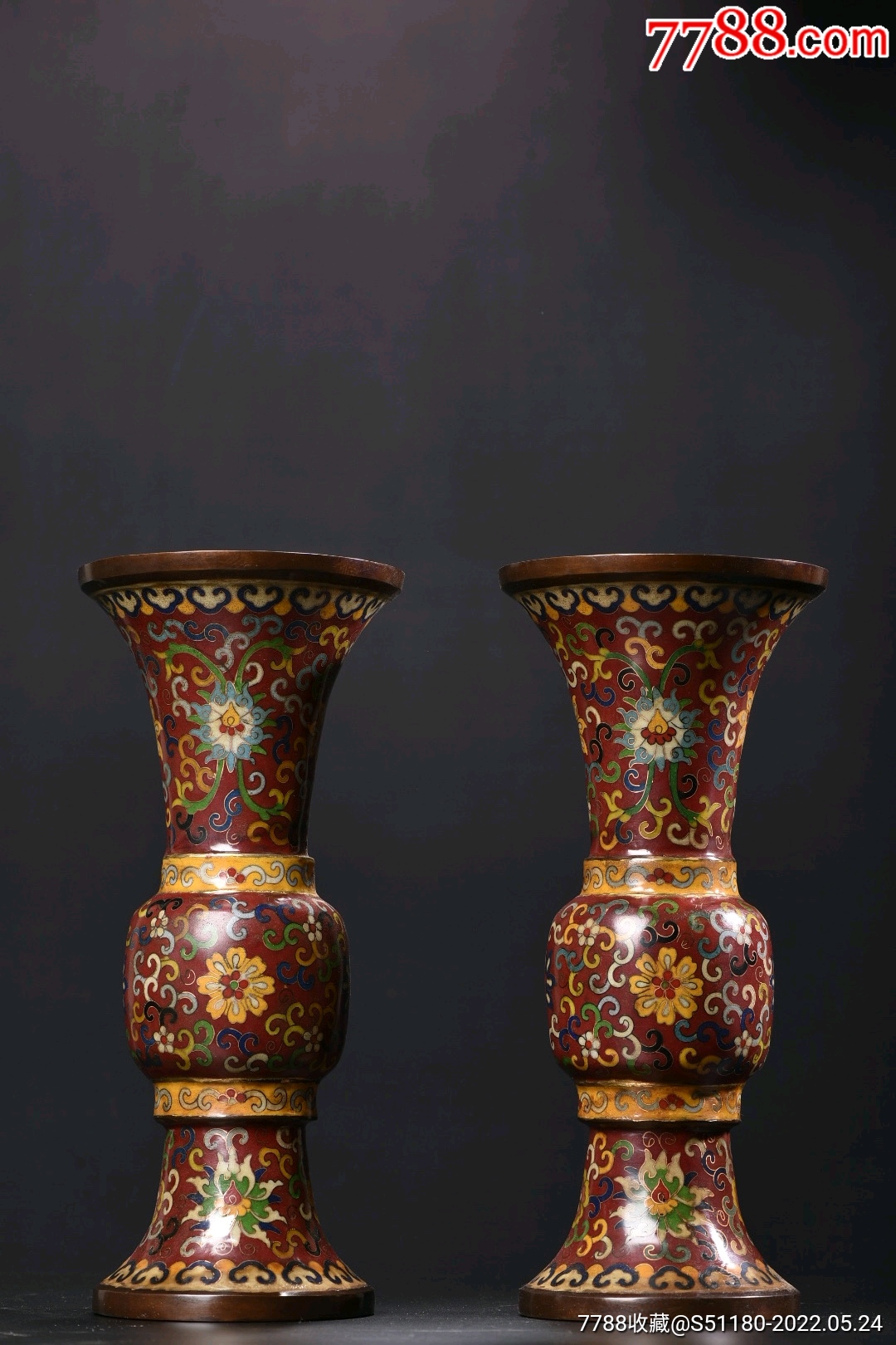 景泰蓝花觚一对