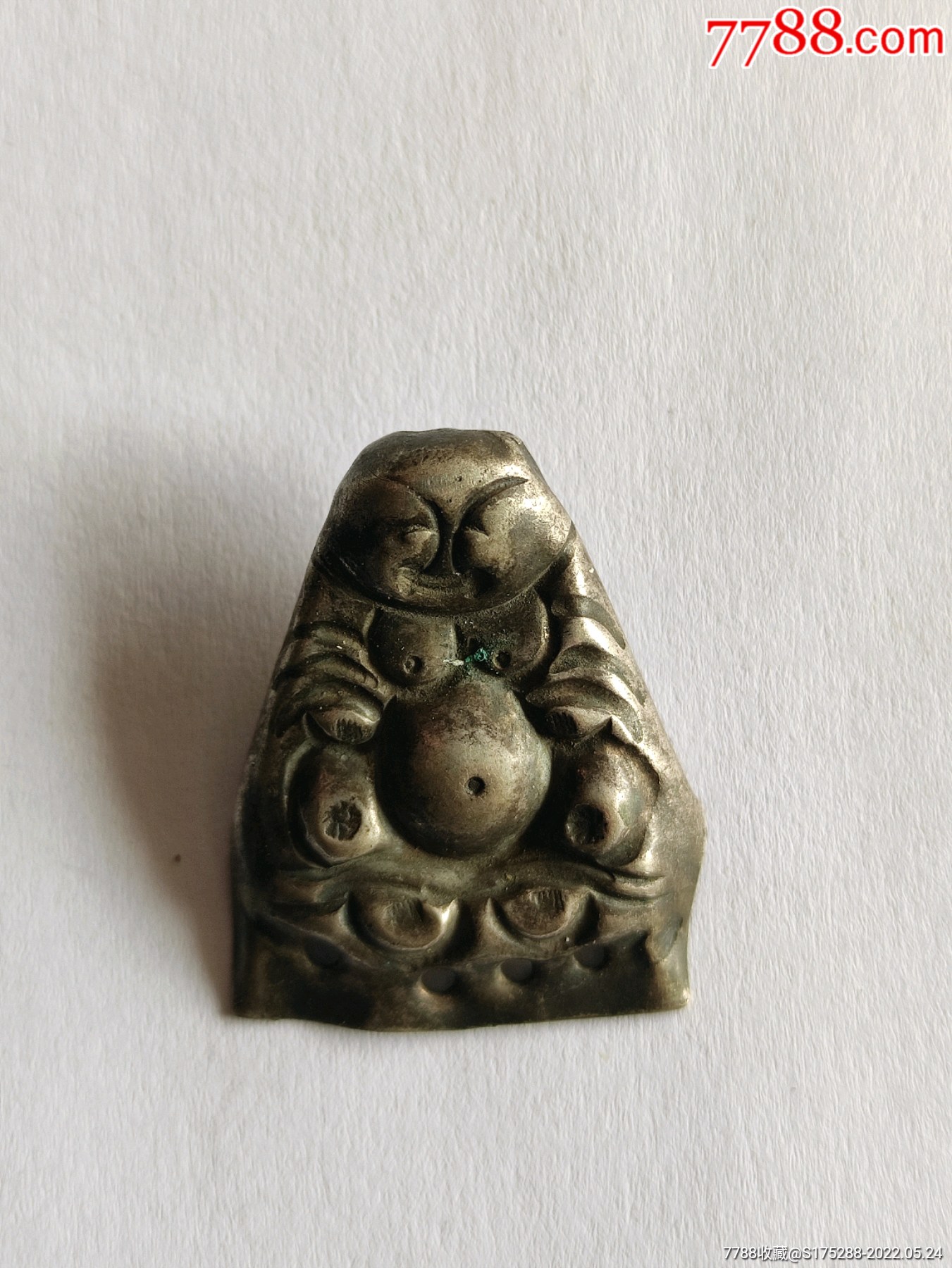 晚清民国弥勒佛银制帽花保真-价格:200元-se87280190-其他银器-零售