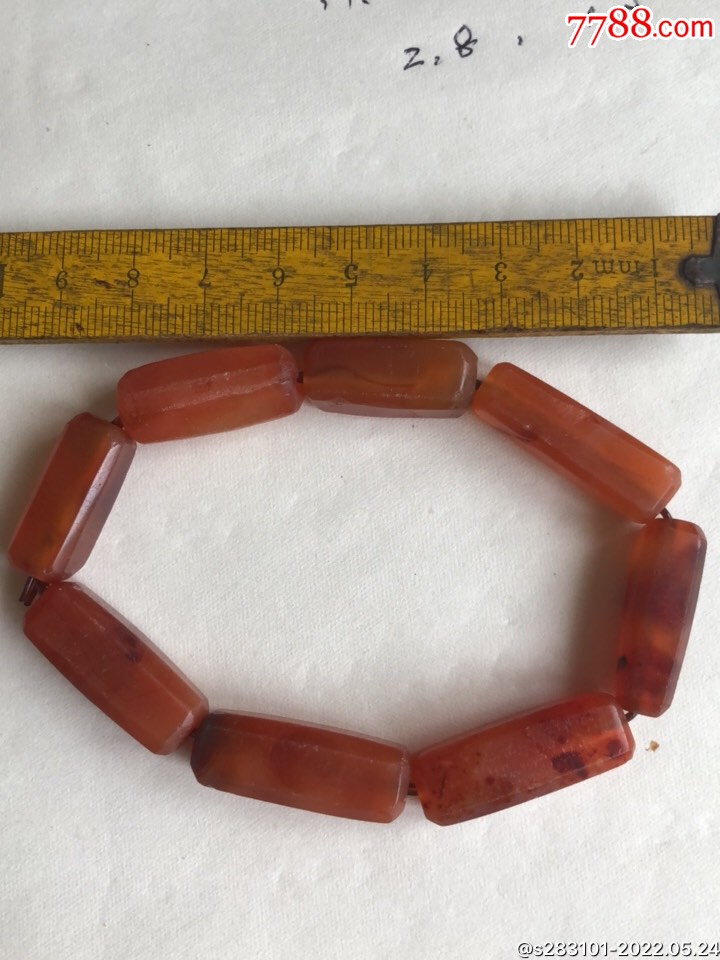 老玛瑙方桶珠手串最小一颗23095最大一颗2810厘米