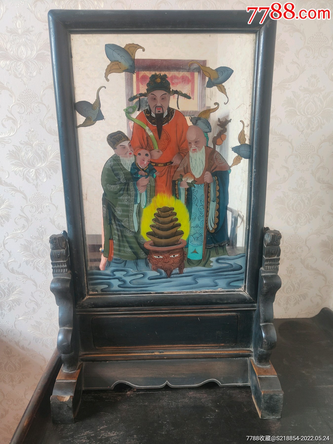 三星玻璃画插屏-价格:800元-se87286897-木屏风-零售-7788铜镜收藏