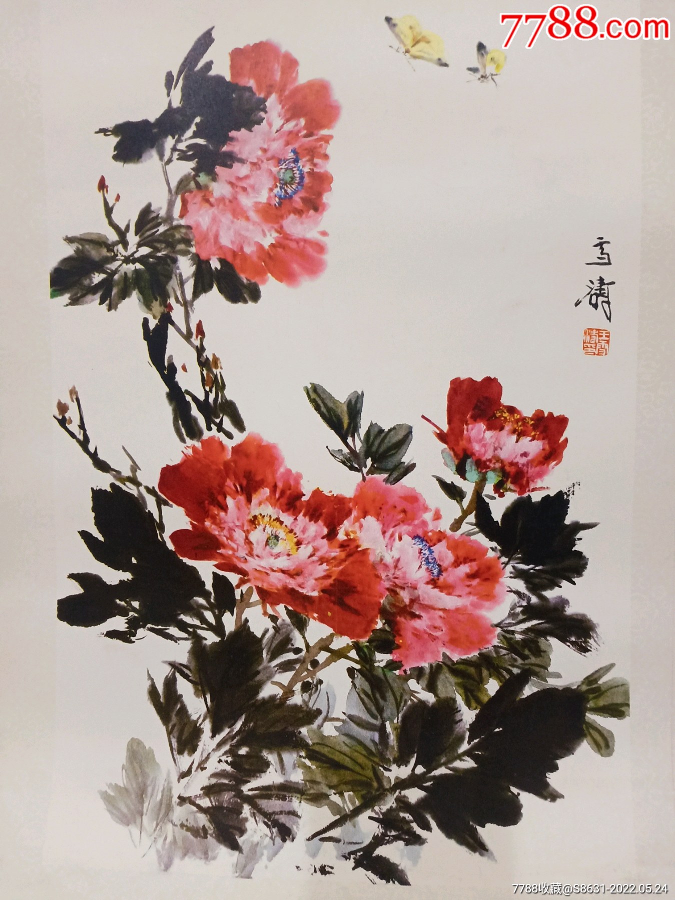 牡丹盛开年历画王雪涛画