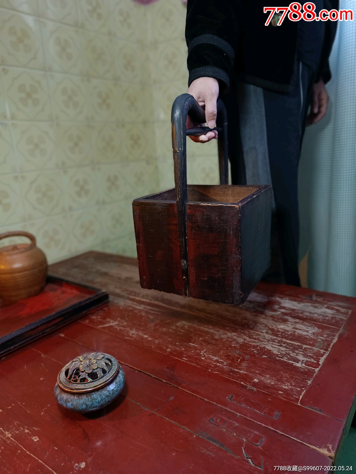 清代陪嫁银元桶老木桶提梁桶老木家具小家具老木器老摆件