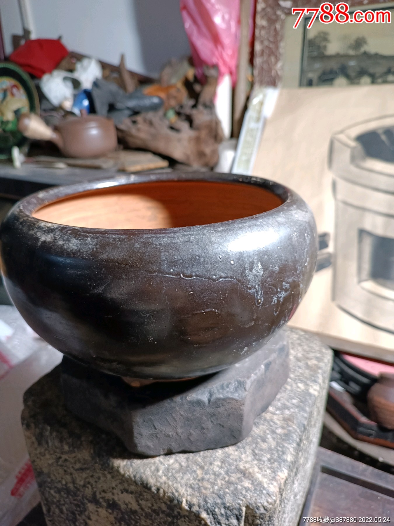 清代大户人家浆釉三脚陶香炉