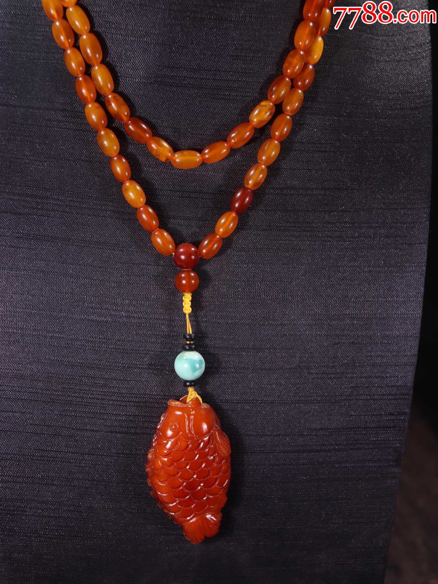 回流老蜡年年有余蜜蜡桶珠链