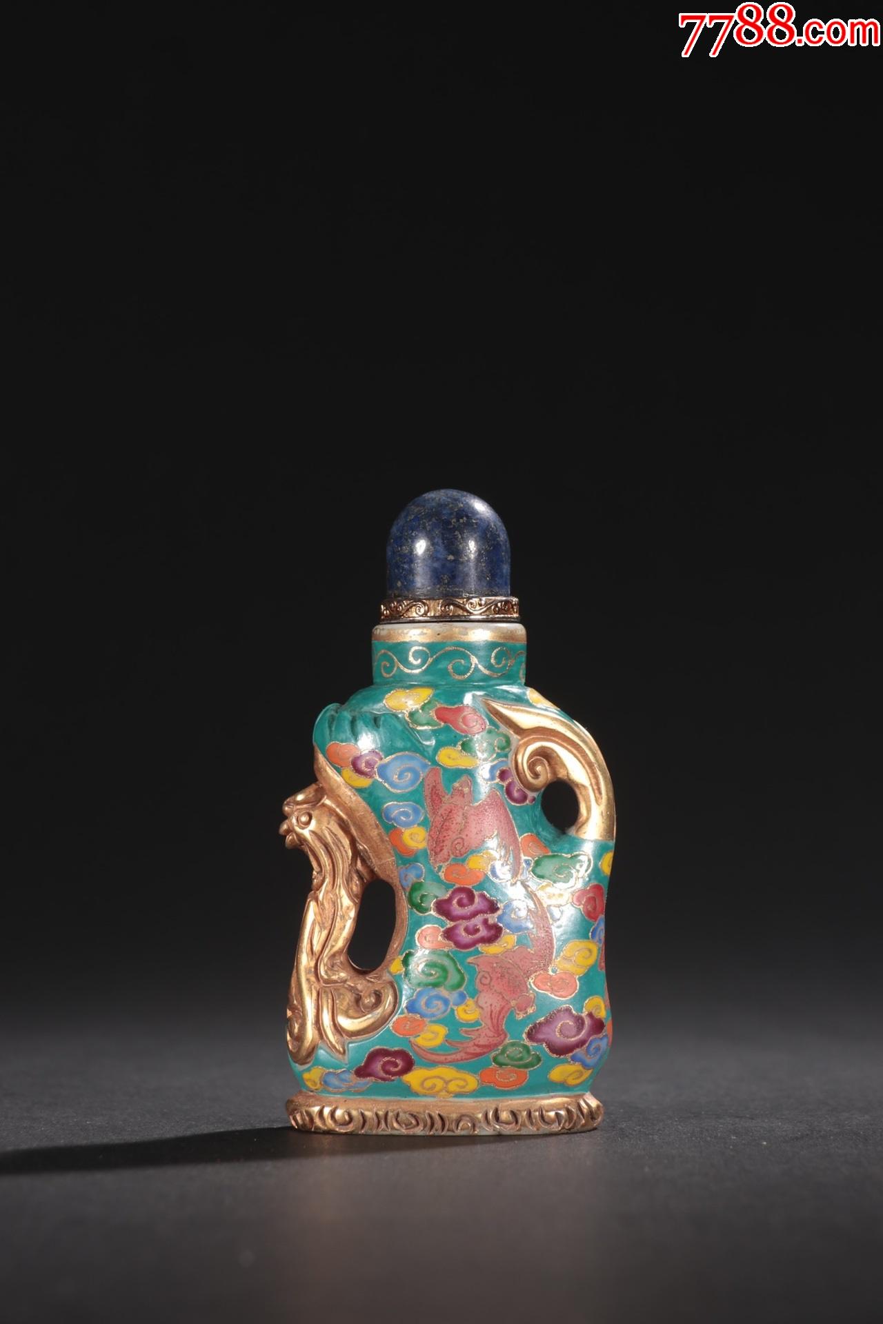 料器画珐琅洪福齐天凤形鼻烟壶