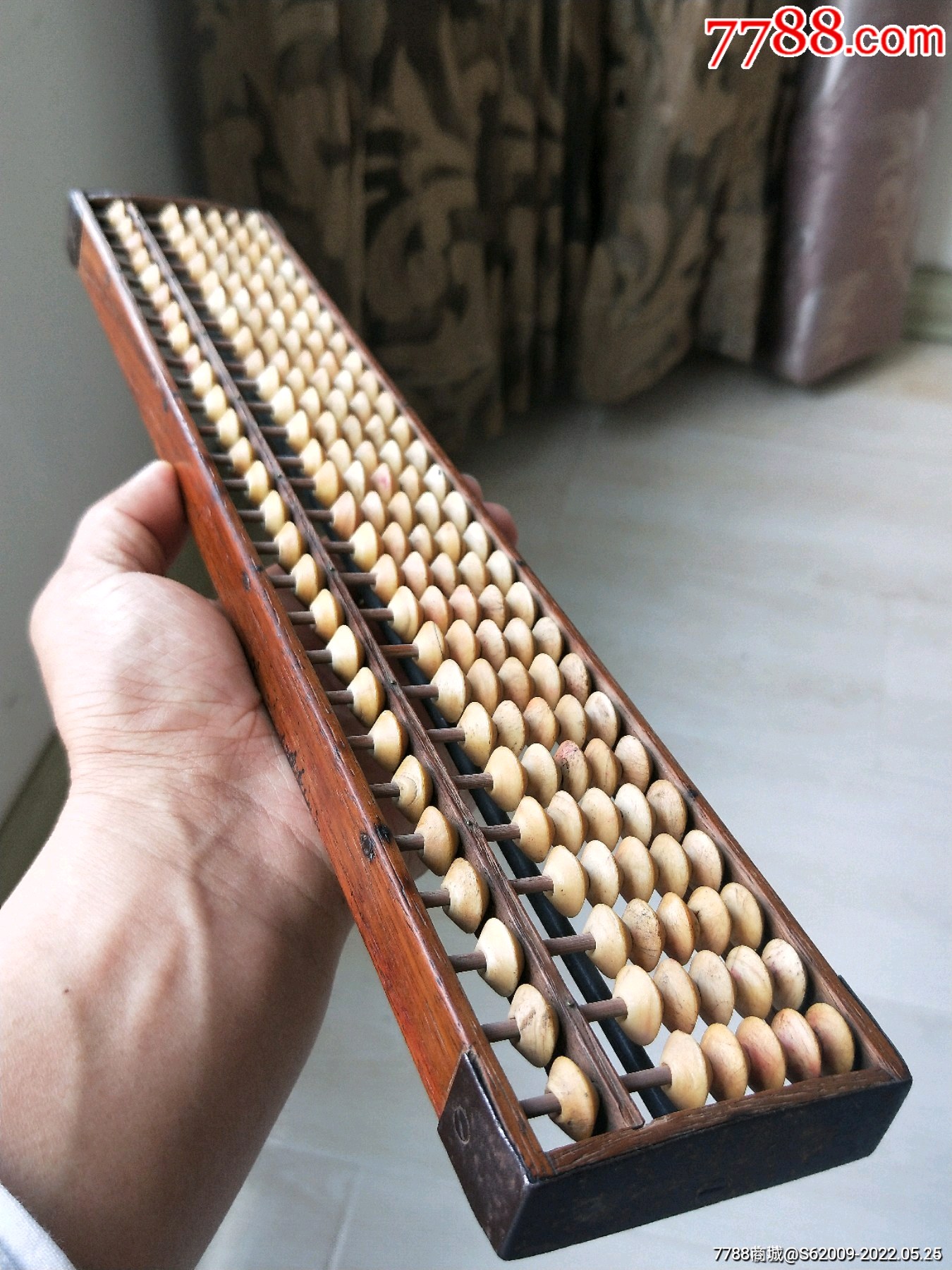民国至建国初好品红木框骨珠27档老算盘_价格198元_第1张_7788收藏