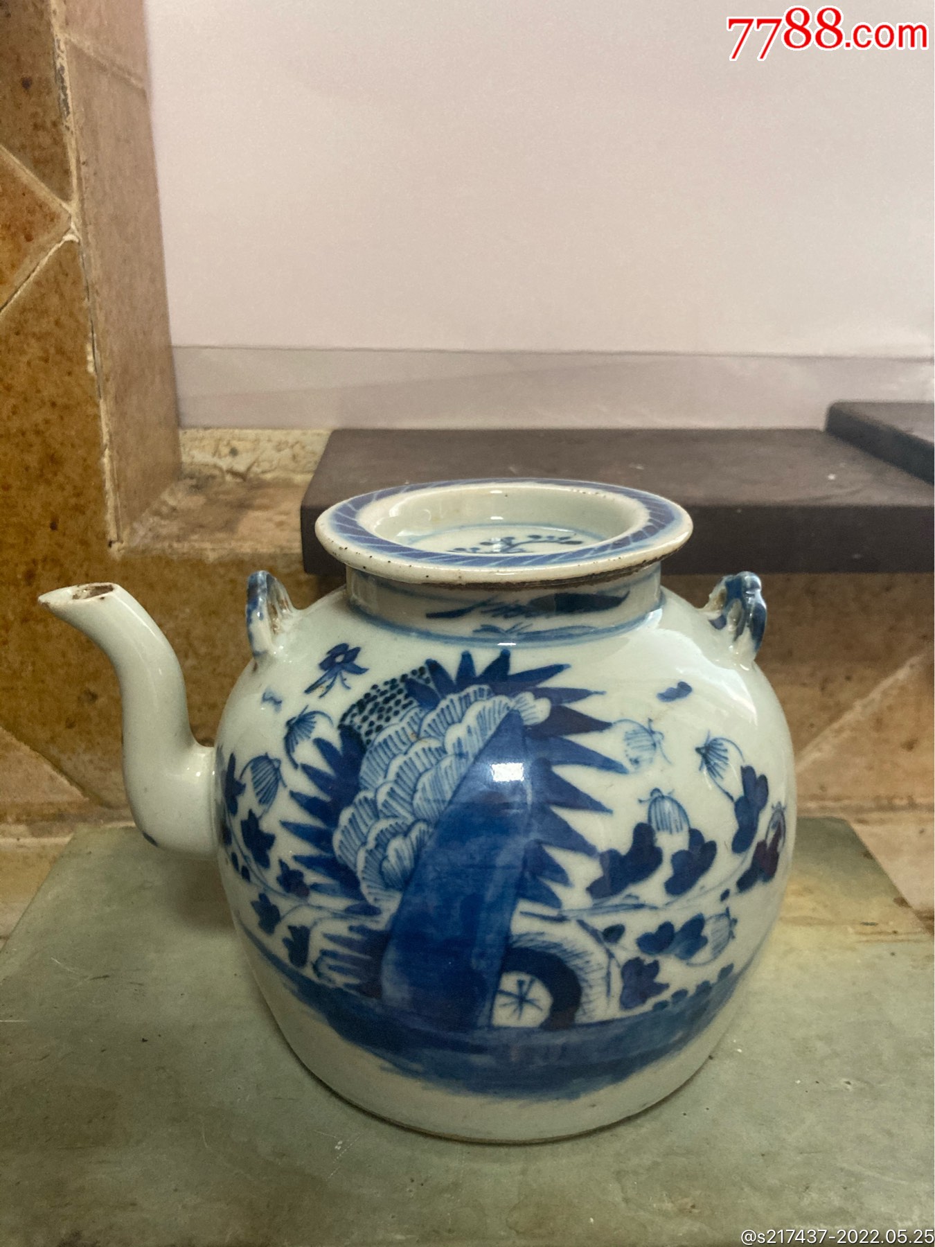 清代青花牡丹洞石茶壶_价格998元_第1张_7788收藏__收藏热线