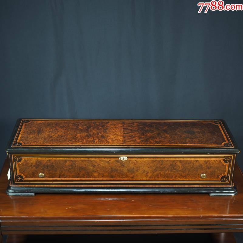 1米19世纪大型西洋古董滚筒式机械八音盒瑞士百音盒音乐盒核桃木