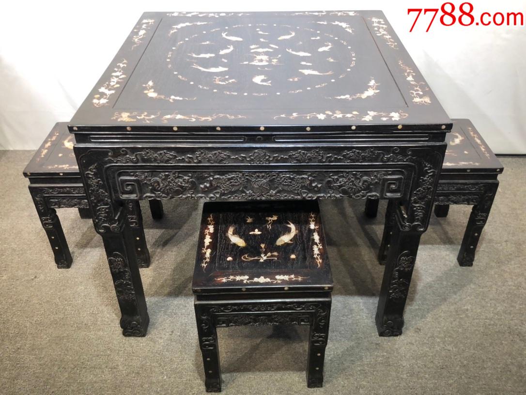 小叶紫檀镶贝壳八仙桌_价格15000元_第1张_7788收藏__收藏热线