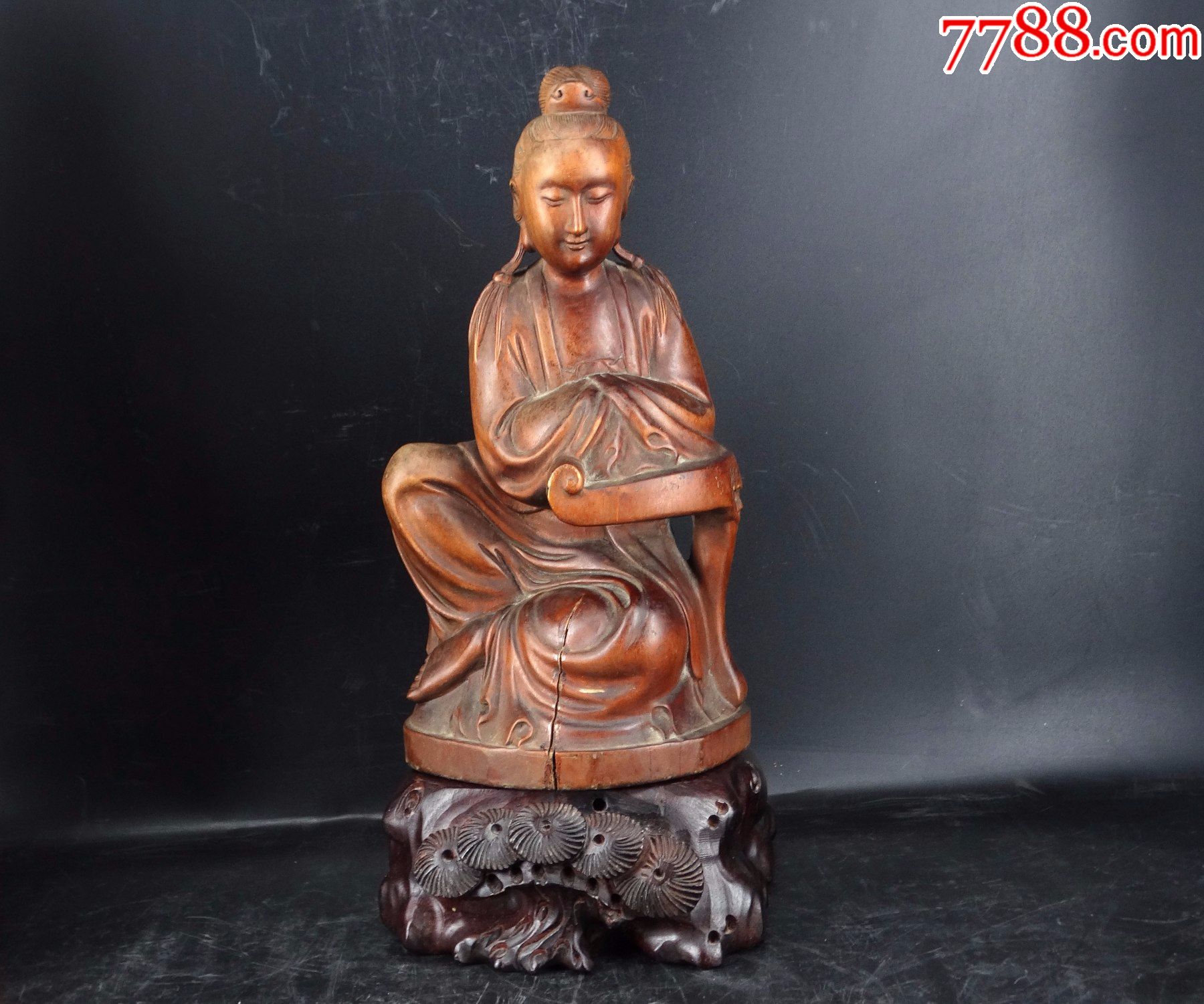 76#老货木艺木雕真品收藏包真包老包鉴定清代龙眼木桂圆木佛像-木