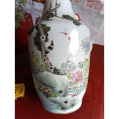 民国名家黄子珍作品粉彩花鸟150价半截有一处暗线如图所示保老保真_旧