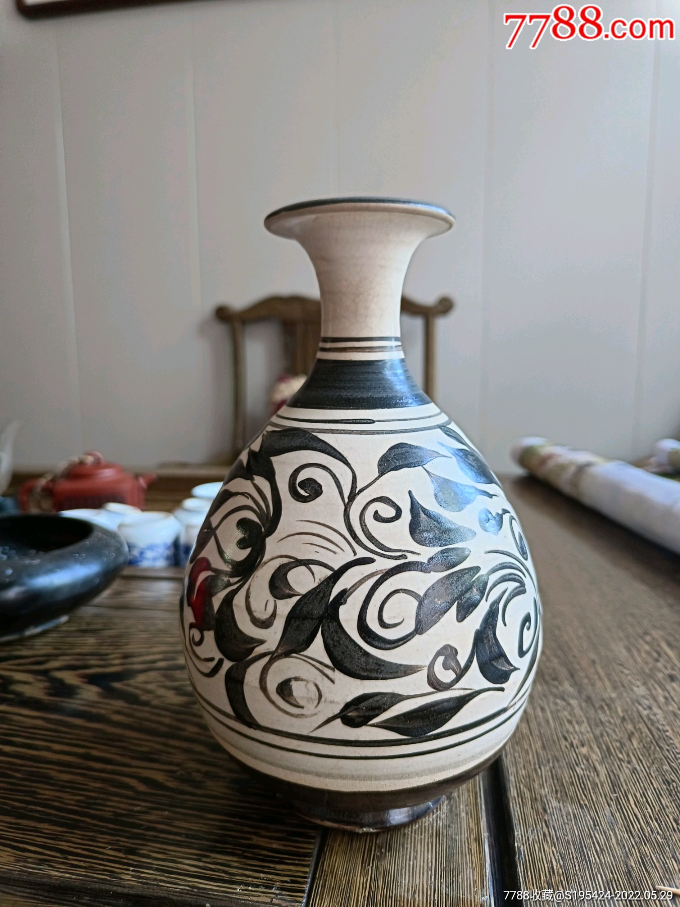 元代耀州窑白地黑花玉壶春-价格:1600元-se87376095-黑瓷/天目瓷-零售