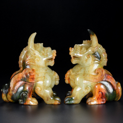 精品和田玉镇墓兽一对a91s110f