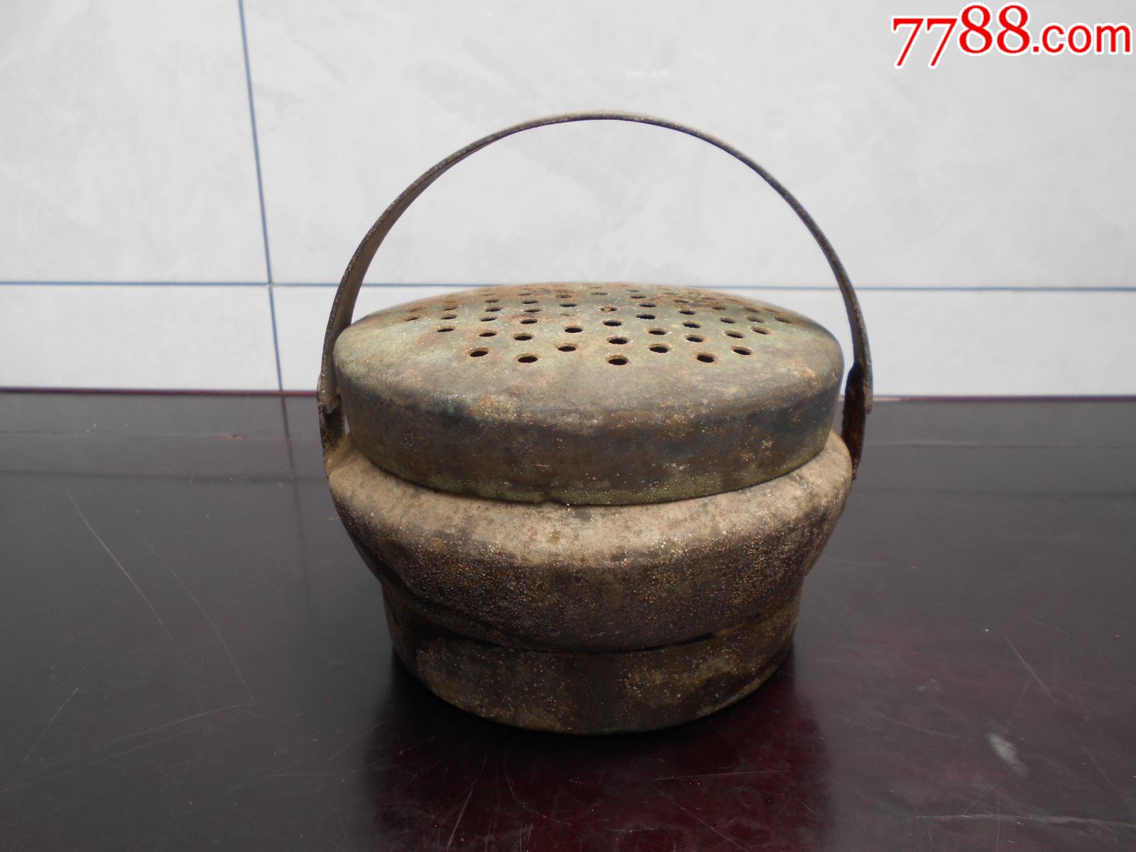 清代铜手炉一处耳片更换直径15高95厘米