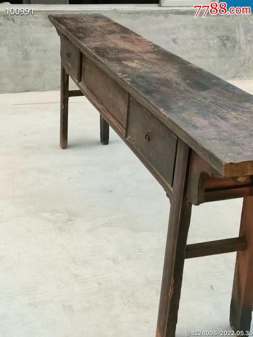 核桃木老条案面独板有抗美援朝字样牢固无松动保存完整