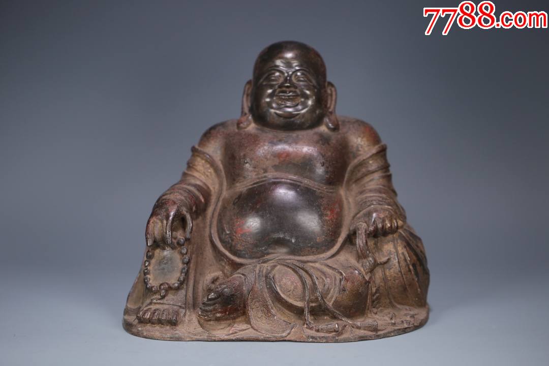 明代,铜漆金大肚弥勒佛造像_铜像/铜佛像_产地图片_收藏价值_7788奇石