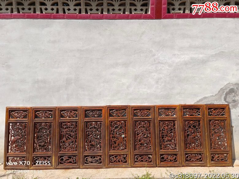 民国时期，花鸟老满工花窗9连片一套，纯手工雕刻，可做装室佳品-价格:2880元-se87401242-木门窗-零售-7788收藏__收藏热线