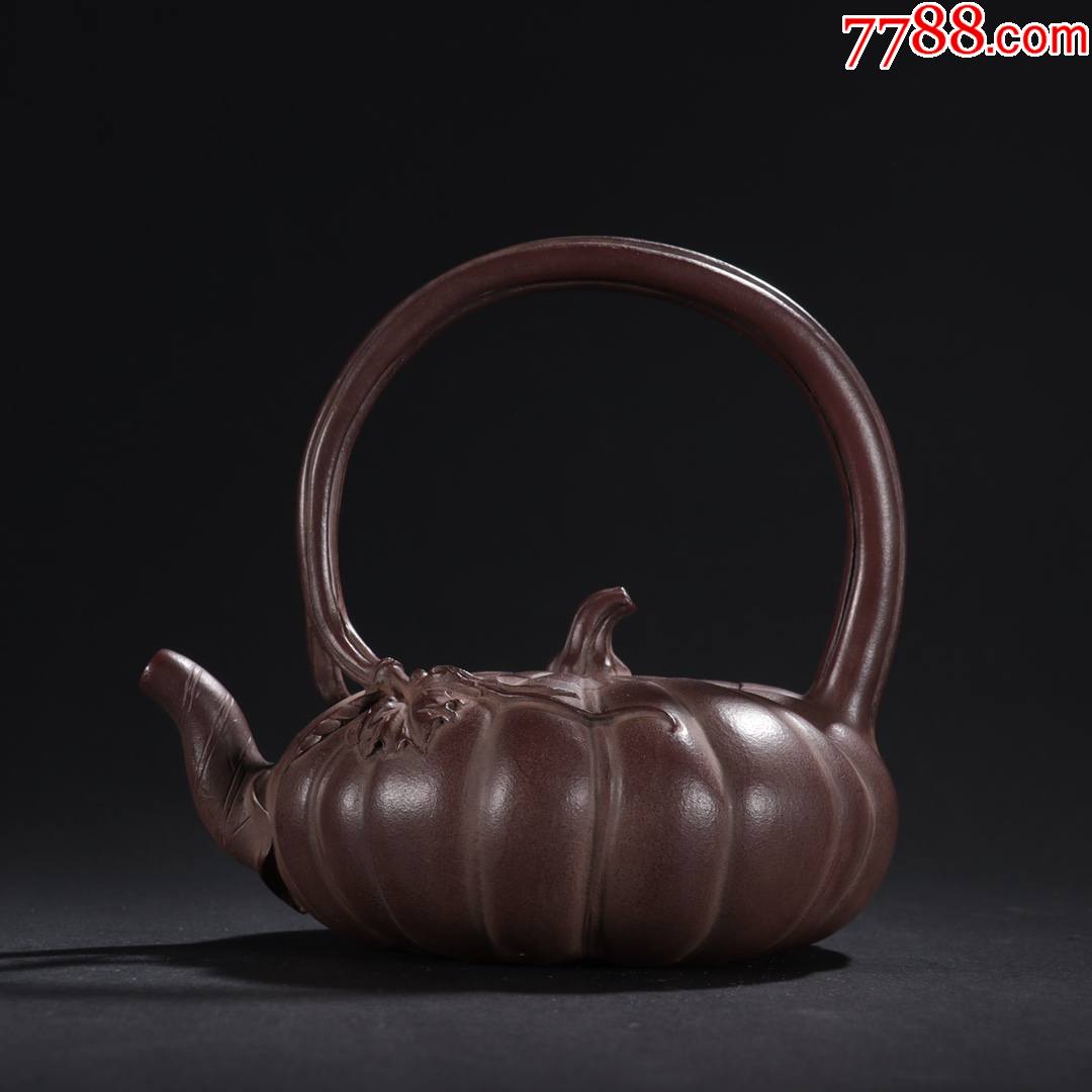 陈鸣远紫砂泥瓜形提梁壶