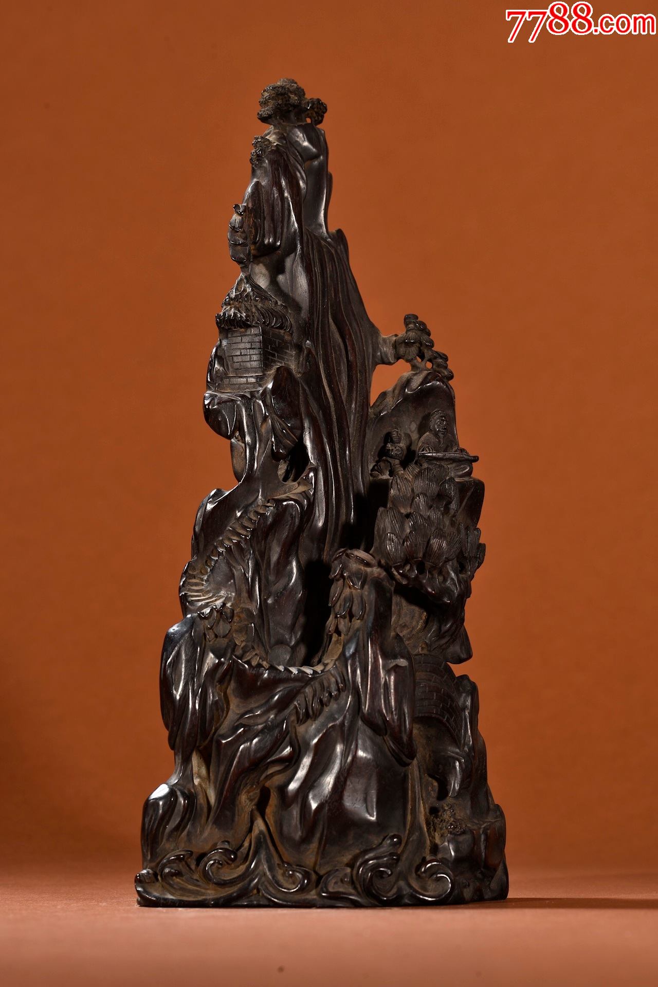 小叶紫檀人物故事山子摆件