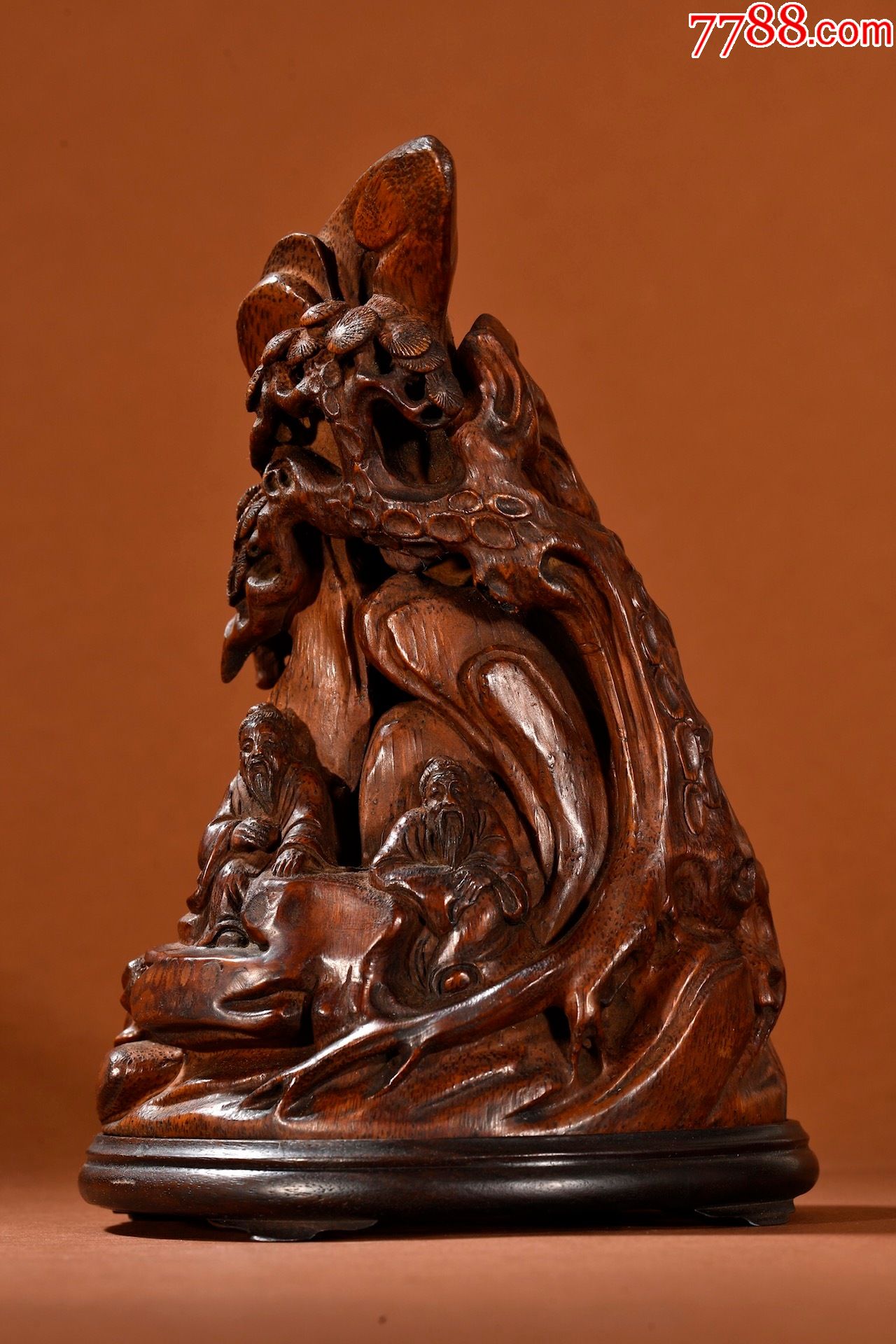 竹雕人物故事山子香薰摆件